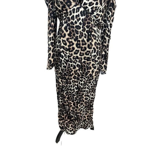 NWT FARM RIO LEOPARD PRINT MAXI MIDI DRESS DEEP V-NECK WOMENS SIZE MEDIUM - Picture 8 of 13